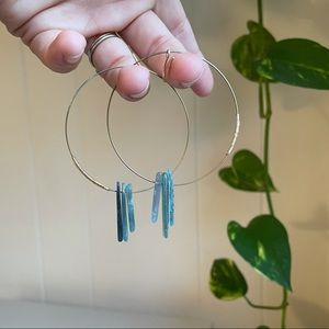 Beautiful hoop tourmaline dangly earrings